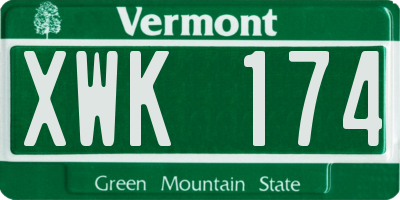 VT license plate XWK174