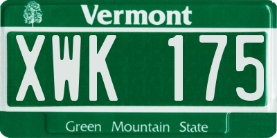 VT license plate XWK175