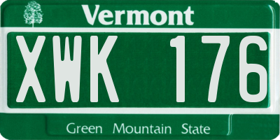 VT license plate XWK176