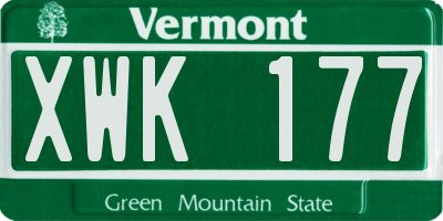VT license plate XWK177