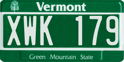 VT license plate XWK179