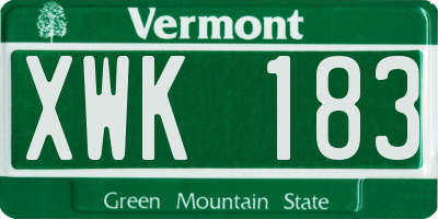 VT license plate XWK183