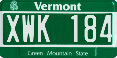 VT license plate XWK184