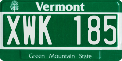 VT license plate XWK185
