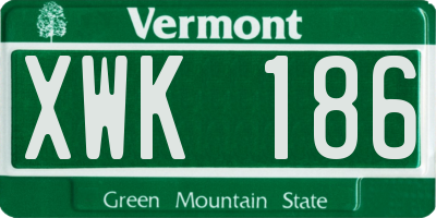 VT license plate XWK186