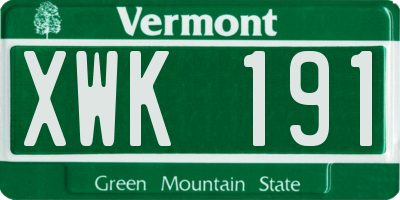 VT license plate XWK191