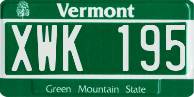VT license plate XWK195