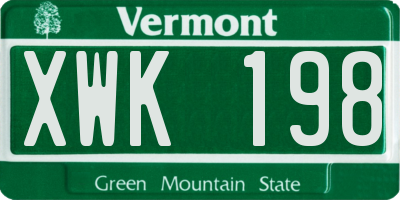 VT license plate XWK198