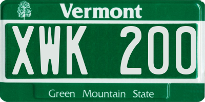 VT license plate XWK200