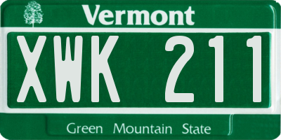 VT license plate XWK211