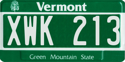 VT license plate XWK213