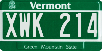 VT license plate XWK214