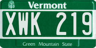 VT license plate XWK219