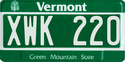 VT license plate XWK220