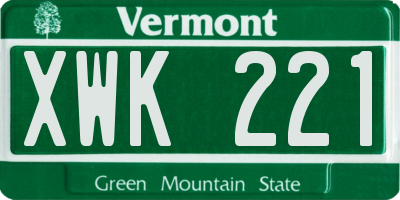 VT license plate XWK221