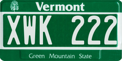 VT license plate XWK222