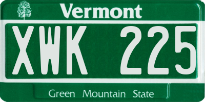 VT license plate XWK225