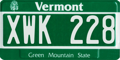 VT license plate XWK228