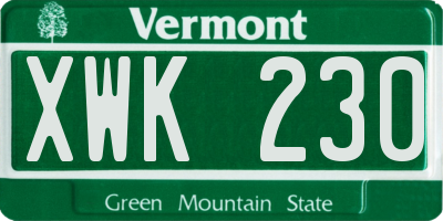 VT license plate XWK230