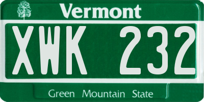 VT license plate XWK232