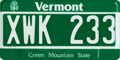 VT license plate XWK233