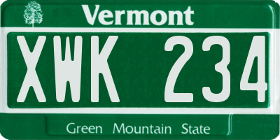 VT license plate XWK234