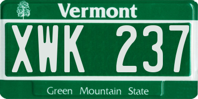 VT license plate XWK237