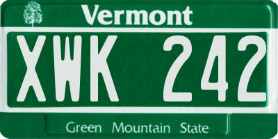 VT license plate XWK242
