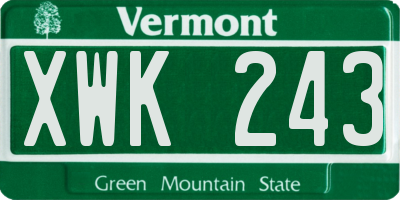 VT license plate XWK243