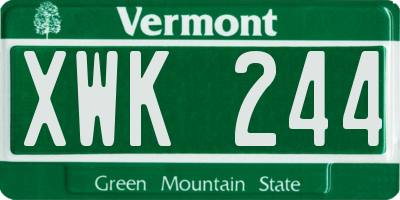 VT license plate XWK244