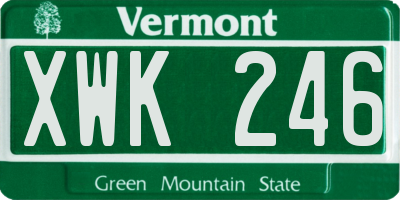 VT license plate XWK246