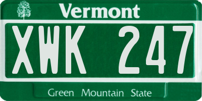 VT license plate XWK247