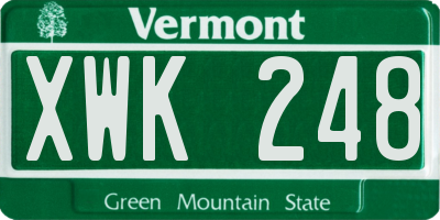 VT license plate XWK248