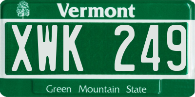 VT license plate XWK249