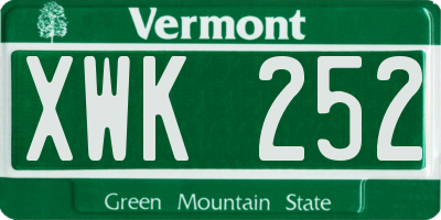 VT license plate XWK252