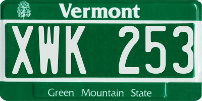 VT license plate XWK253