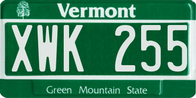 VT license plate XWK255
