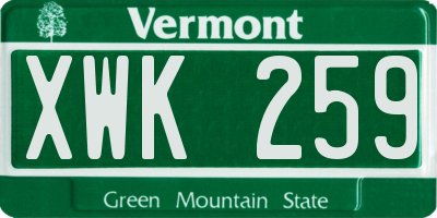 VT license plate XWK259