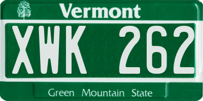 VT license plate XWK262