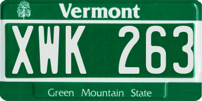 VT license plate XWK263