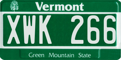 VT license plate XWK266