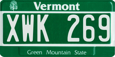 VT license plate XWK269