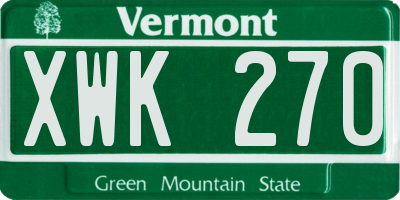 VT license plate XWK270