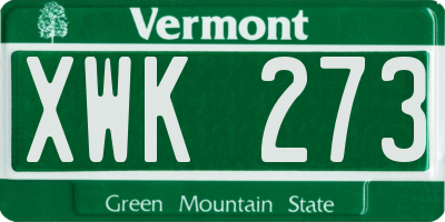 VT license plate XWK273