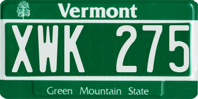 VT license plate XWK275