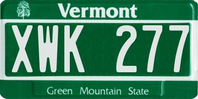 VT license plate XWK277