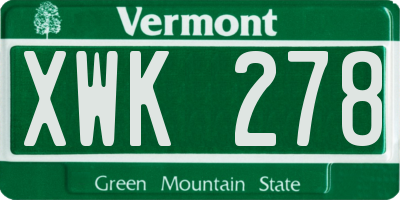 VT license plate XWK278