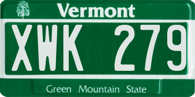 VT license plate XWK279