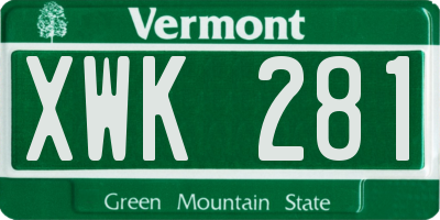 VT license plate XWK281