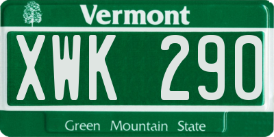 VT license plate XWK290